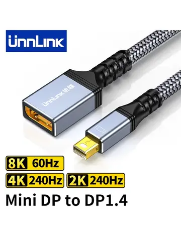 미니 DP를 DisplayPort 변환기로 연결 해제 양방향 8K 60Hz 4K 240Hz/165Hz 미니 DP-DP 1.4 어댑터