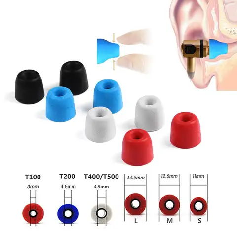 소프트 메모리 폼 이어 버드 귀마개, T100/T200/T300/T400 S/M/L 사이즈, 인이어 이어폰 액세서리용 소음 차단 이어팁, 1 쌍