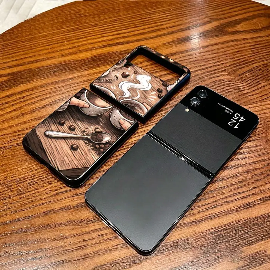 Coque de protection pour Samsung Galaxy Z Fold 7 6 5 4 3 Z Flip 7 6 5 4 3 Thème Thé de l'Après-midi Café