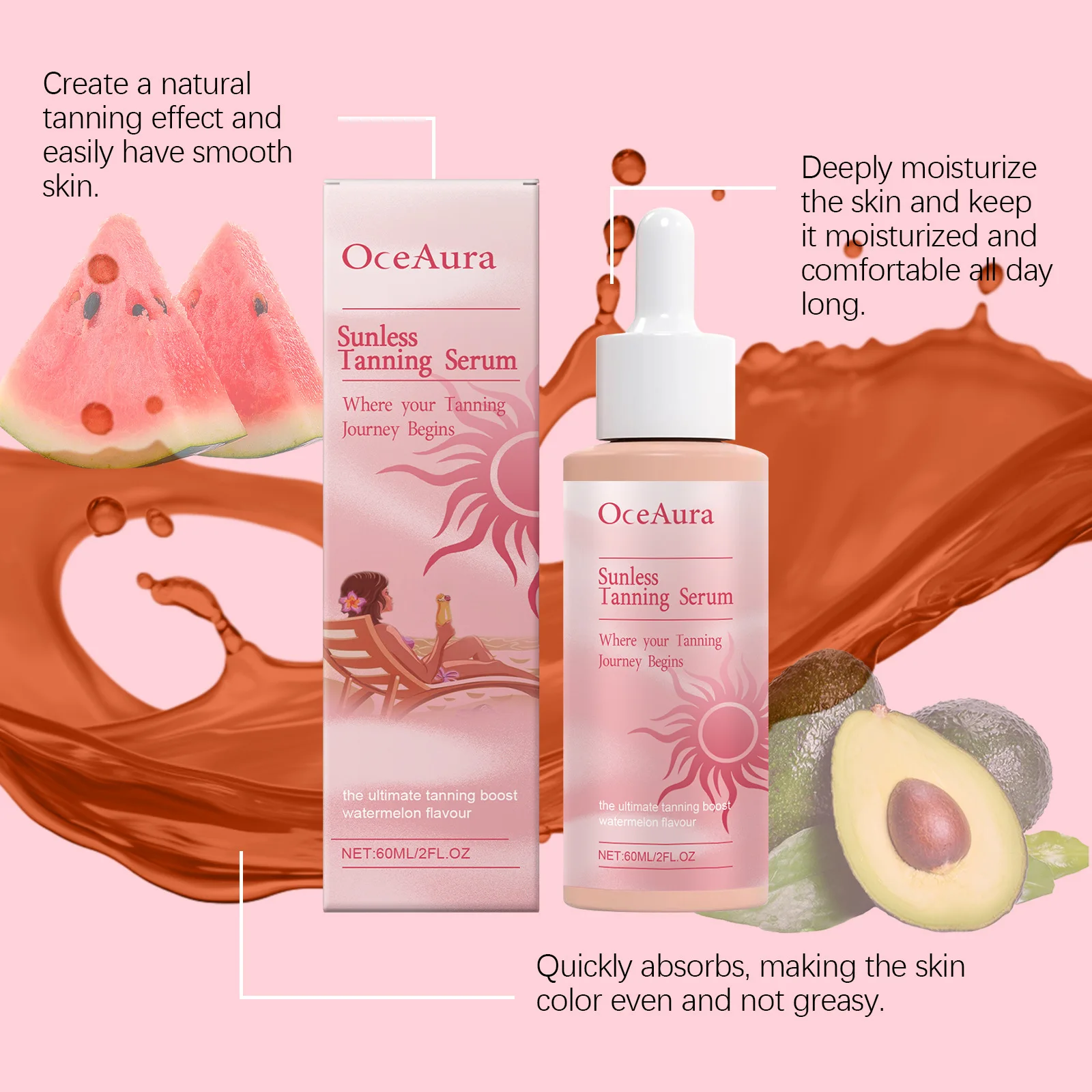OCEAURA Body Blacken Essence Nourish Skin Deep Hydration Relieve Dryness Natural Tanning Brighten Luster Body Blackening Essence