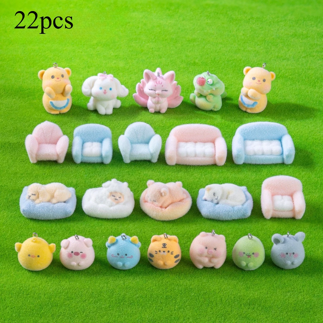 พวงกุญแจตุ๊กตาสัตว์น่ารัก ขนฟู ตกแต่ง DIY ของประดับรถยนต์ พวงกุญแจกระเป๋า ตุ๊กตาจิ๋วขนปุย