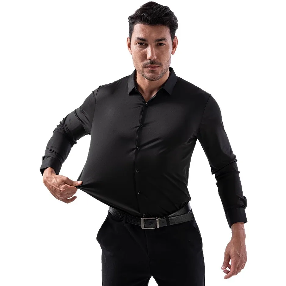 High Elastic Business Casual Shirt Men's Four-way Elastic Seamless Shirt Non-ironing Wrinkle Resistance