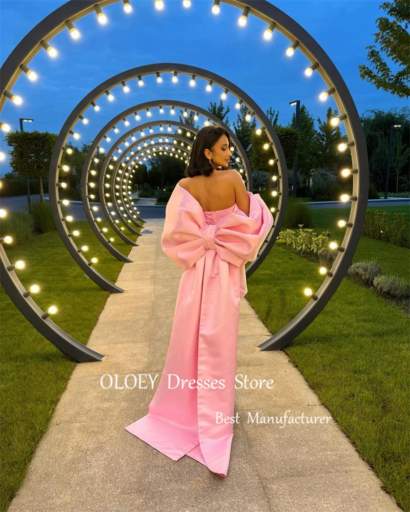 OLOEY-Robe de soirée courte rose, tenue de Rh, manches courtes bouffantes, sans bretelles, mini jupe d'été, robe de cocktail, quelle que soit la femme africaine