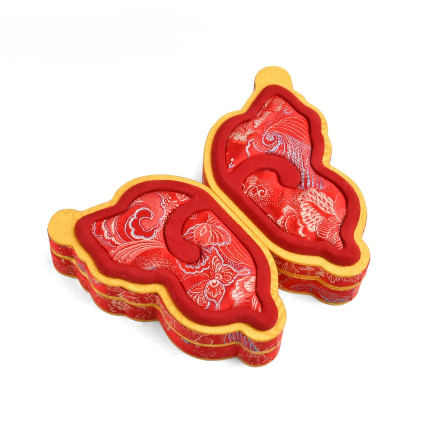 Butterfly shape jewelry display stand red embroidered fabric jewelry box storage box