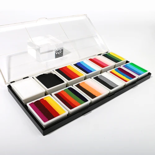 Imagen 2 del producto Bobitzki-pintura facial y corporal profesional montañas y ríos, 12x10gm, pastel dividido de un golpe, arcoíris, Halloween