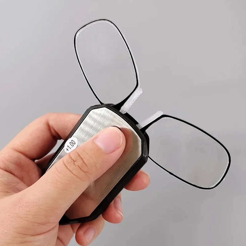 .New Sale.Portable Folding Reading Glasses, No Frame Legless Design With Nose Clip And Keychain Holder, Travel Eyewear