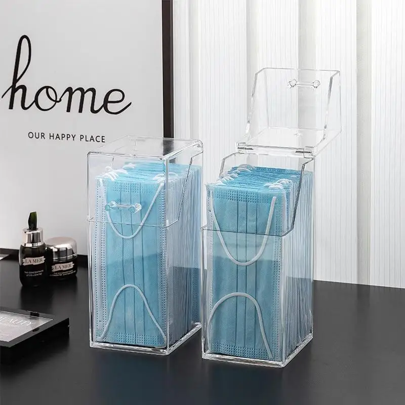 1 Transparent Mask Storage Box With Lid, Dust-proof Mask Box, Makeup Brush Storage Box