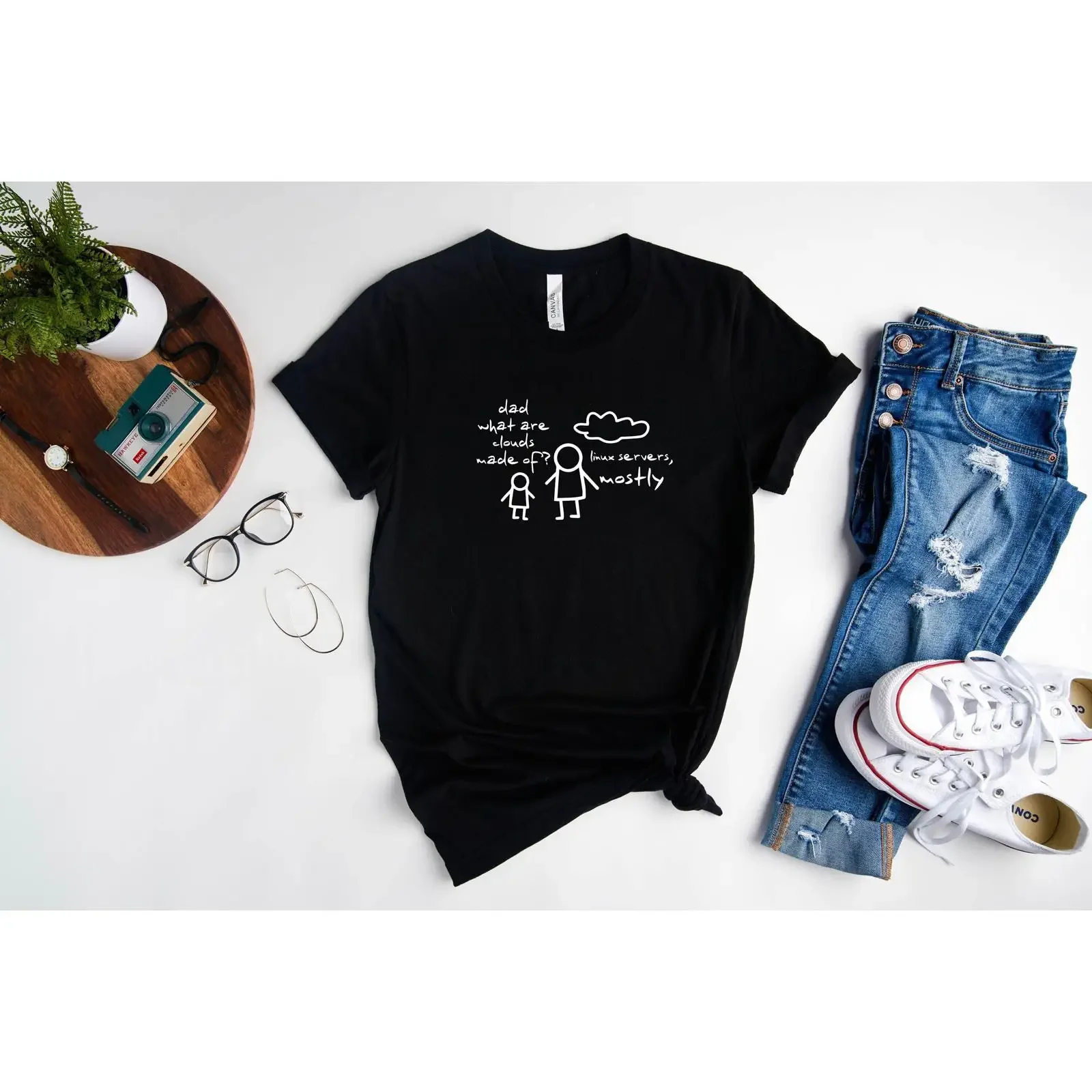 Dad What Are Clouds Made Of Linux Servers Mostly T Shirt Funny Computer Geek For Programmer IT Engineer vintage Washed