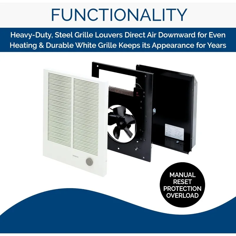 Broan-NuTone, White 198 High Capacity Wall Heater, Painted Grille, 4000/2000 Watt 240 VAC, 2000/4000