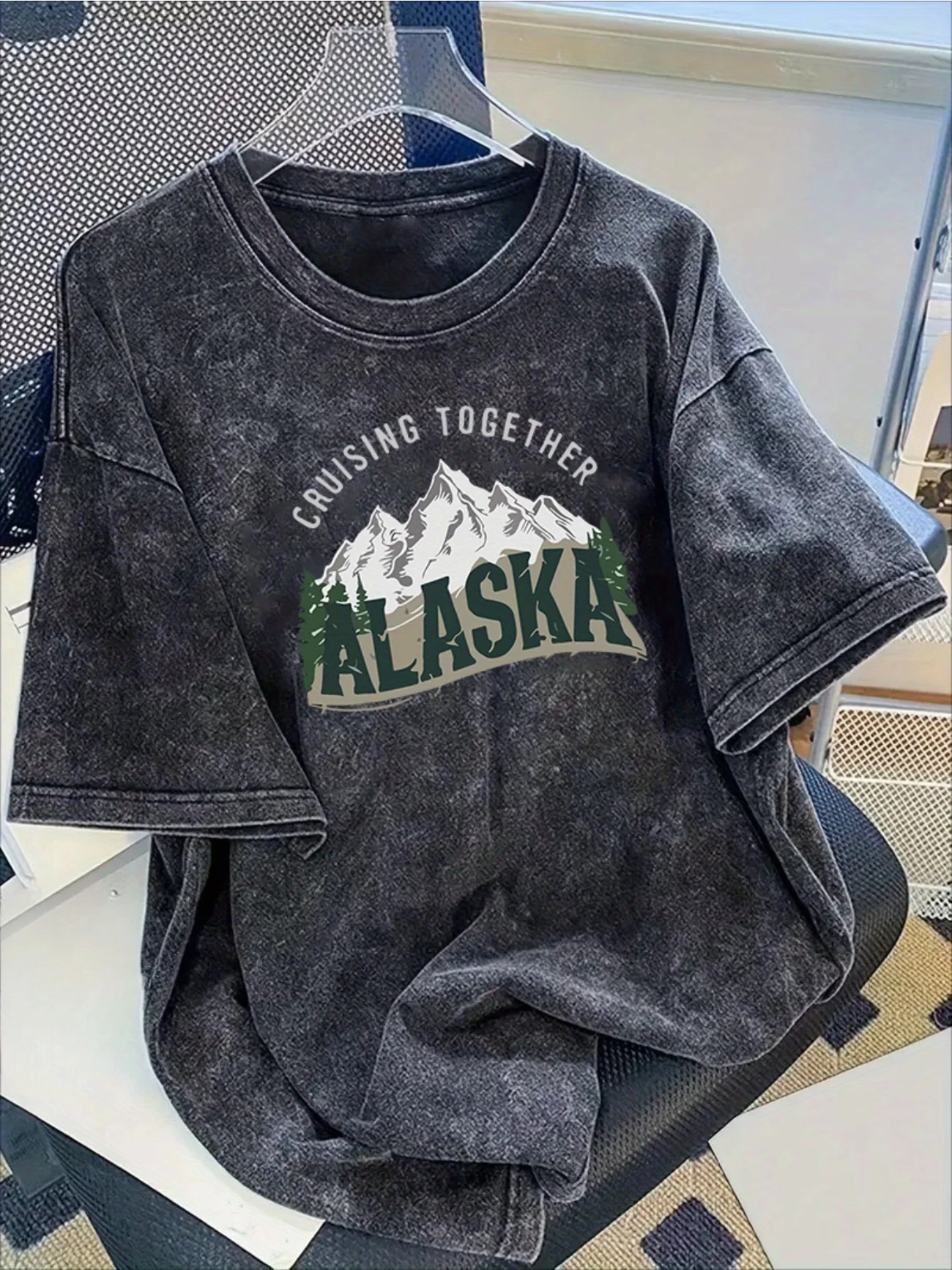 Funny Punk CRUISING TOGETHER ALASKA Streetwear Gothic Grunge Vintage Y2K Washed T Shirt Summer Men Women Tee Oversized top