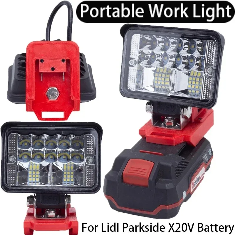 

Cordless LED Work Light for Lidl Parkside X20V Lithium-Ion Battery Portable Outdoor Emergency Light Flashlight Portable Lantern