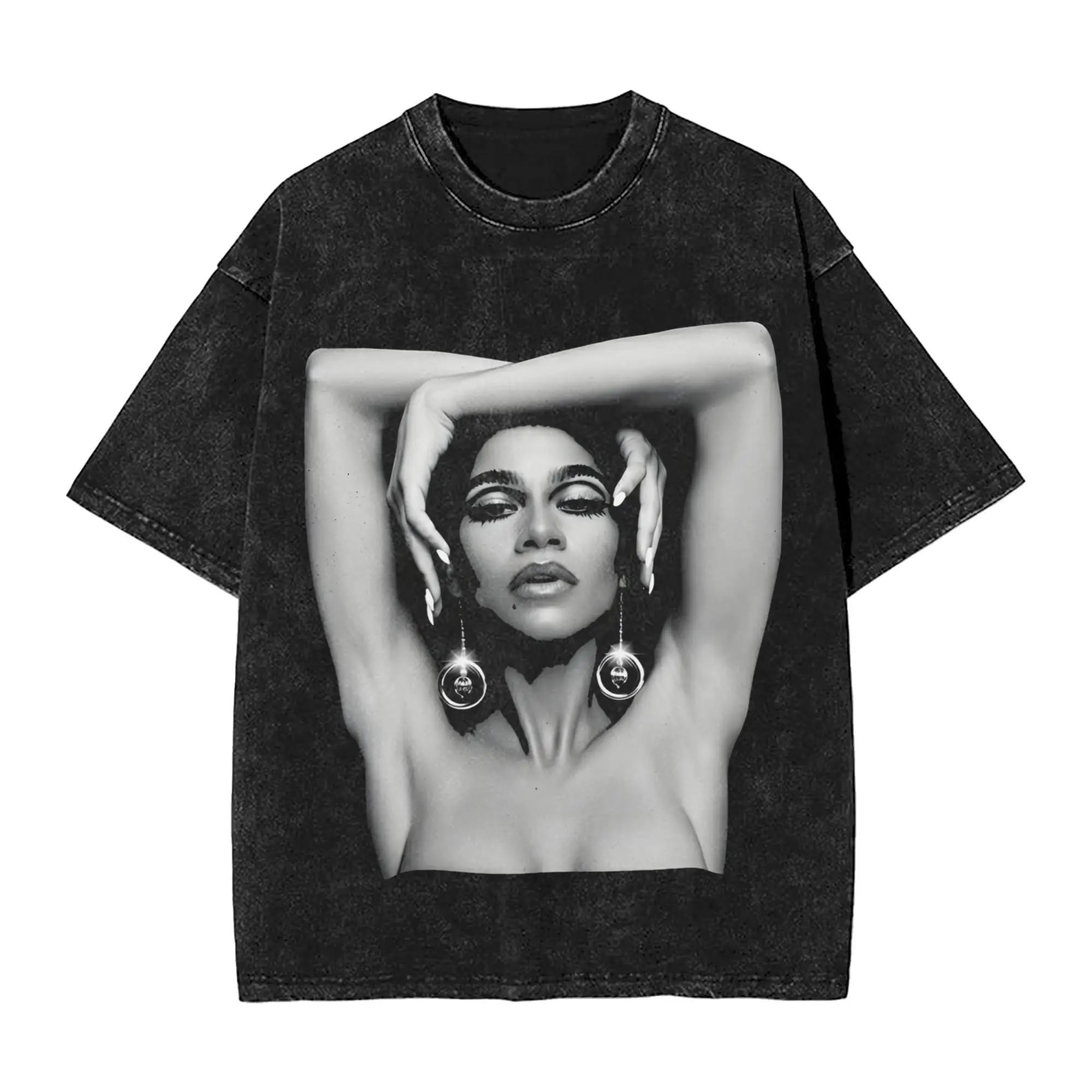 Ruby Rue Zendaya Apparel Washed T Shirt Men Women Streetwear Hip Hop T-Shirts Summer  Tees 100% Cotton