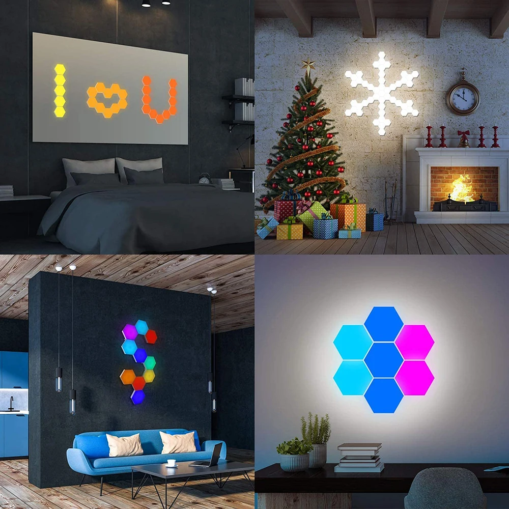 Hexagon Light Panels Night Light Smart Creative Home Decor LED Wall Light Works with Alexa Google Home for Living Room,Game Room