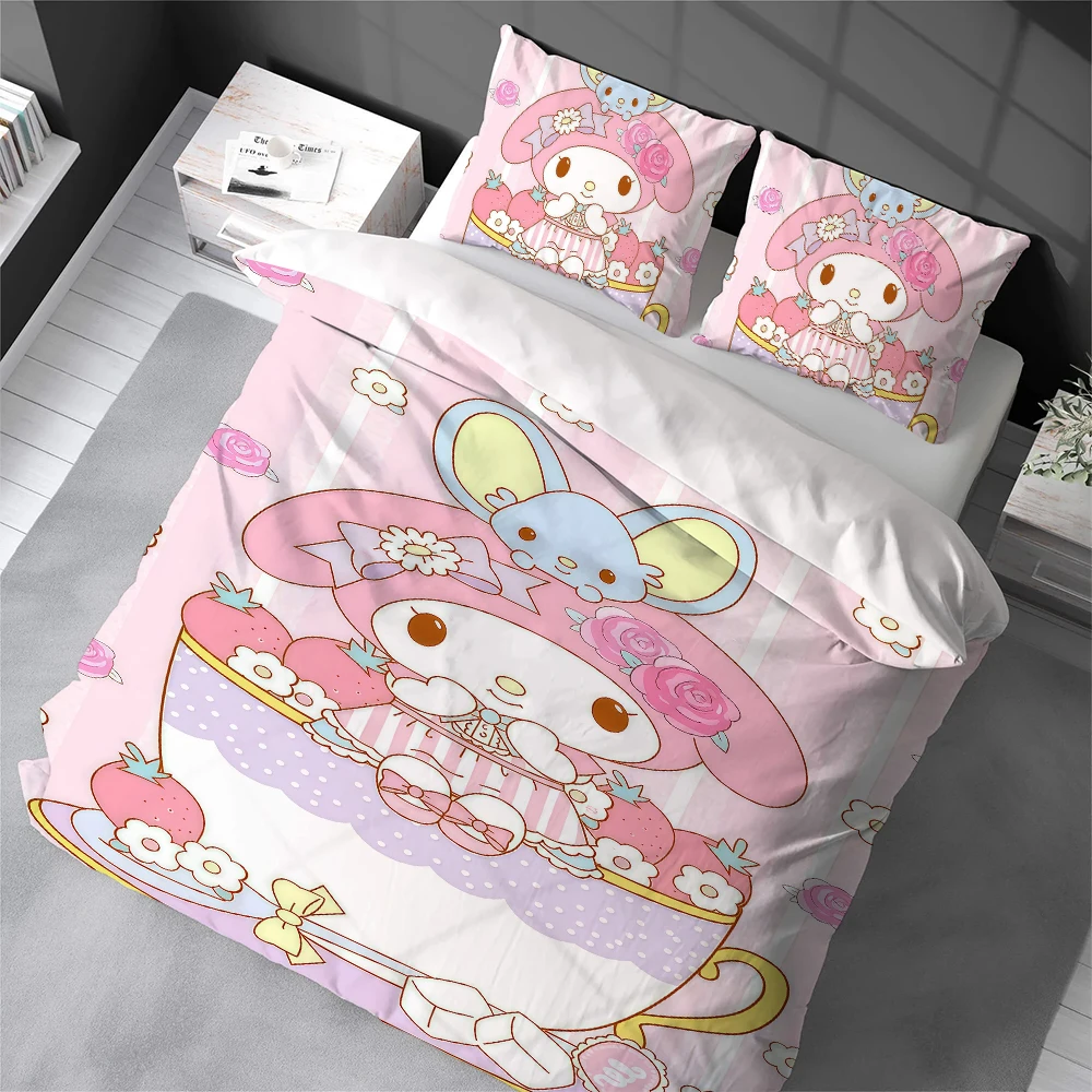 

M-MelodyS Anime Cute Duvet Cover Set Home Style Bedding Soft Laundry Cotton Bed 3 Piece Set Student Dormitory Gift