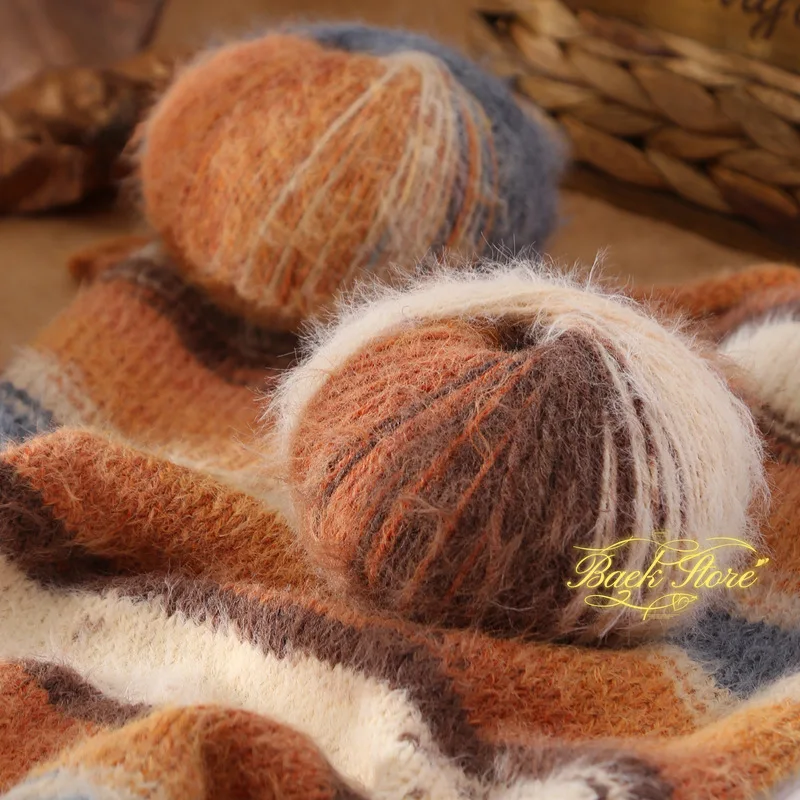 100g Gradient Wool Mohair Yarn Crochet Wool Thread DIY Handmade Knitted Sweater Scarf Gloves DIY Needlework Knitting Supplies