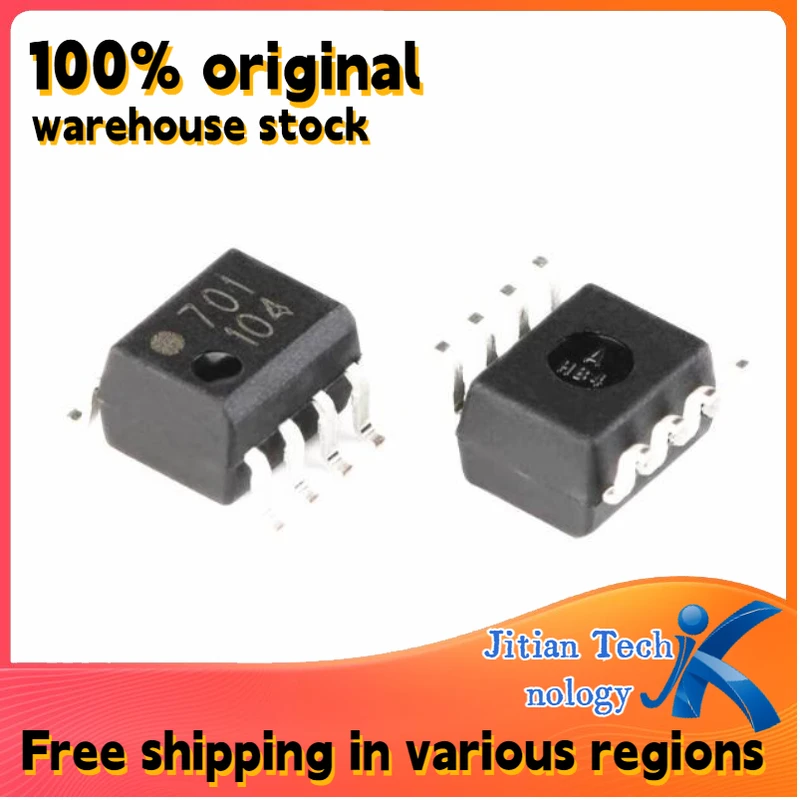 10PCS 100% New HCPL-0701-500E logo 701 SOIC-8 Low input current, high gain optocoupler chip Channel direct sales