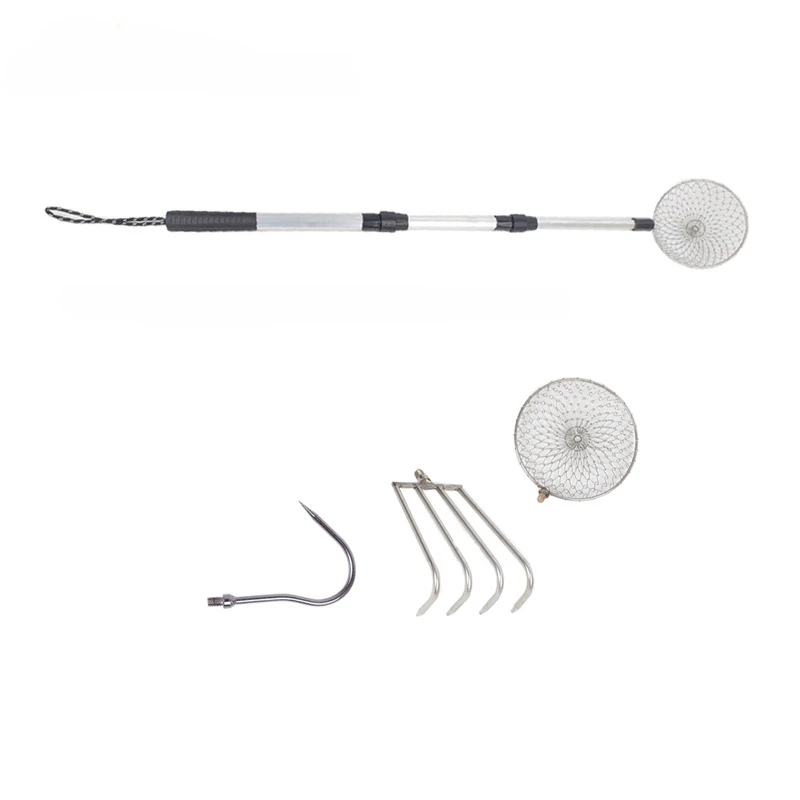 Telescopic Retractable Harrow Spade Hook Ice Scoop Stainless Steel Beach Shell Rake Sand Fishing Tackle Strainer Tools Supplies