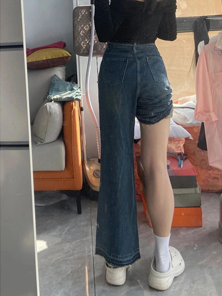 

plus Size Women's Vintage Straight Leg Jeans High Waist Loose Fit Autumn New Sle Casual Wear Comfortable Wide Leg Pants