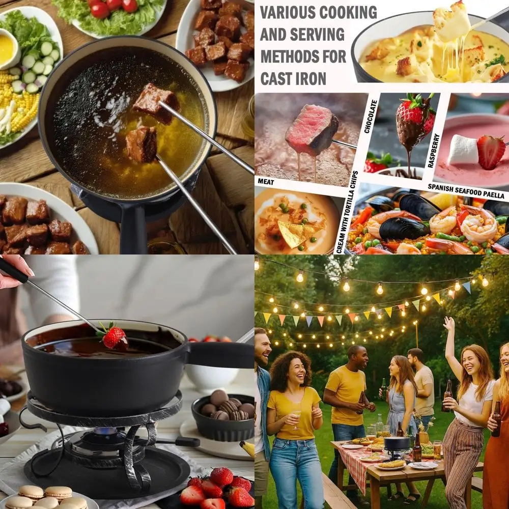 Juego tradicional de ollas para fondue de chocolate y queso suizo de 2 litros para 4-6 personas: perfecto para derretir quesos, chocolates y más