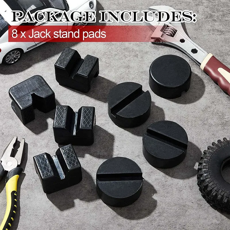 8Pcs Jacks Stand Pads Universal Slotted Frame Rail Pinch Welds Protector Rubber Jacks Pad For Jacks Stand Accessories