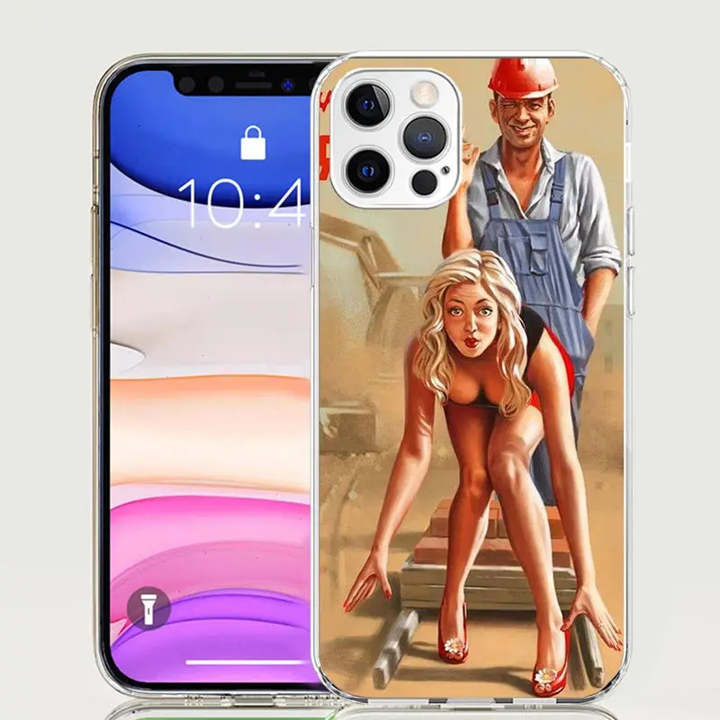 Sexy Pin Up Girl Vintege Phone Case For Apple Iphone 11 12 13 Mini 14 15 16 Pro Max 7 Plus X XS XR SE Art Customized Coque Capa