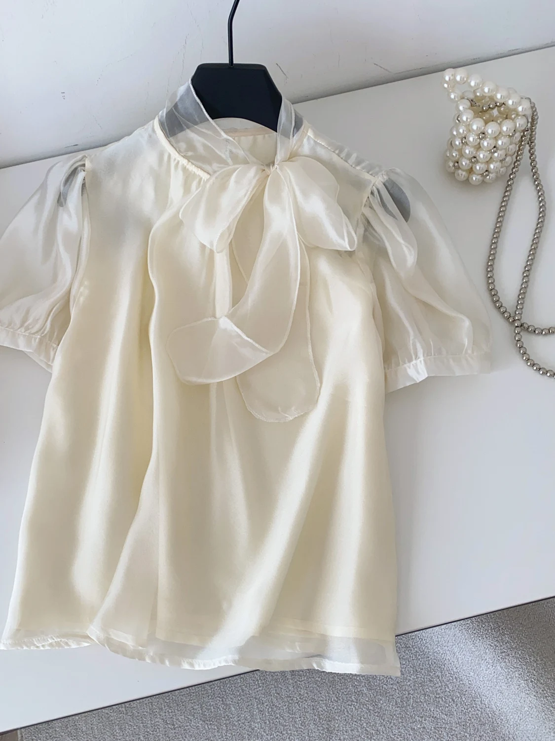 Ele Knot Bubble Sve Chiffon irt Donna Estate Faionable Versatile Top giovanile Coreano Sle Vestibilità ampia