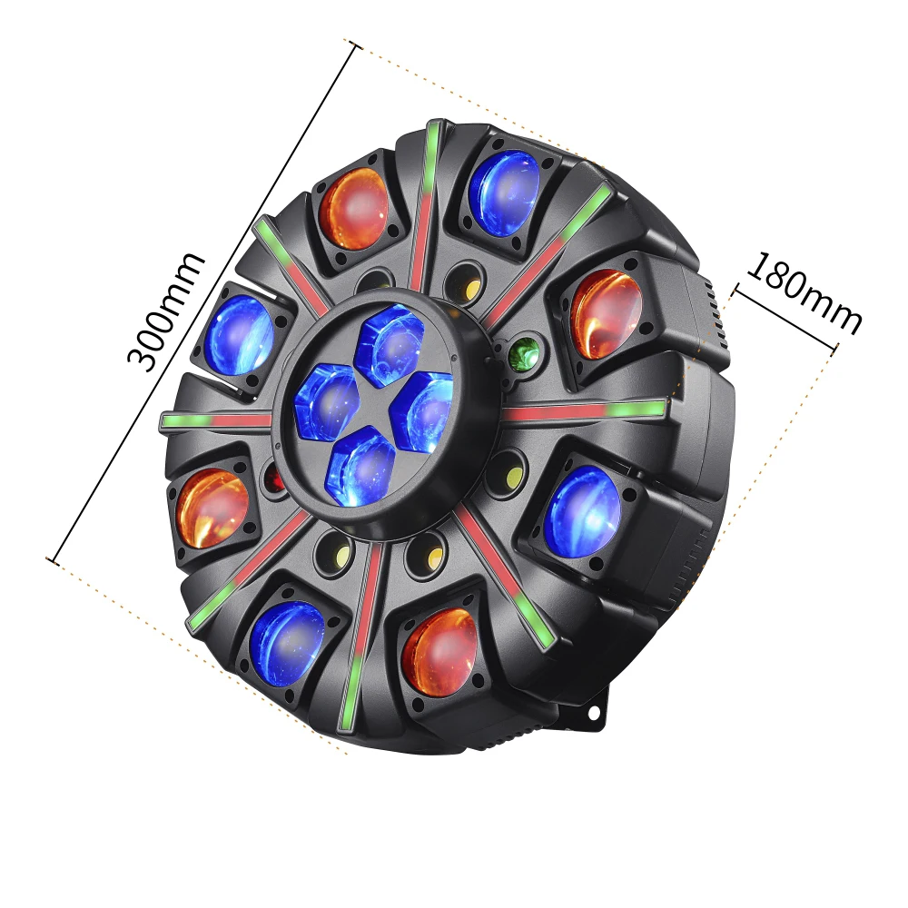 180W 8-Arm Stage Light Beam Laser Strobe Multi-Effect Party Light Sound Activated Remote Control