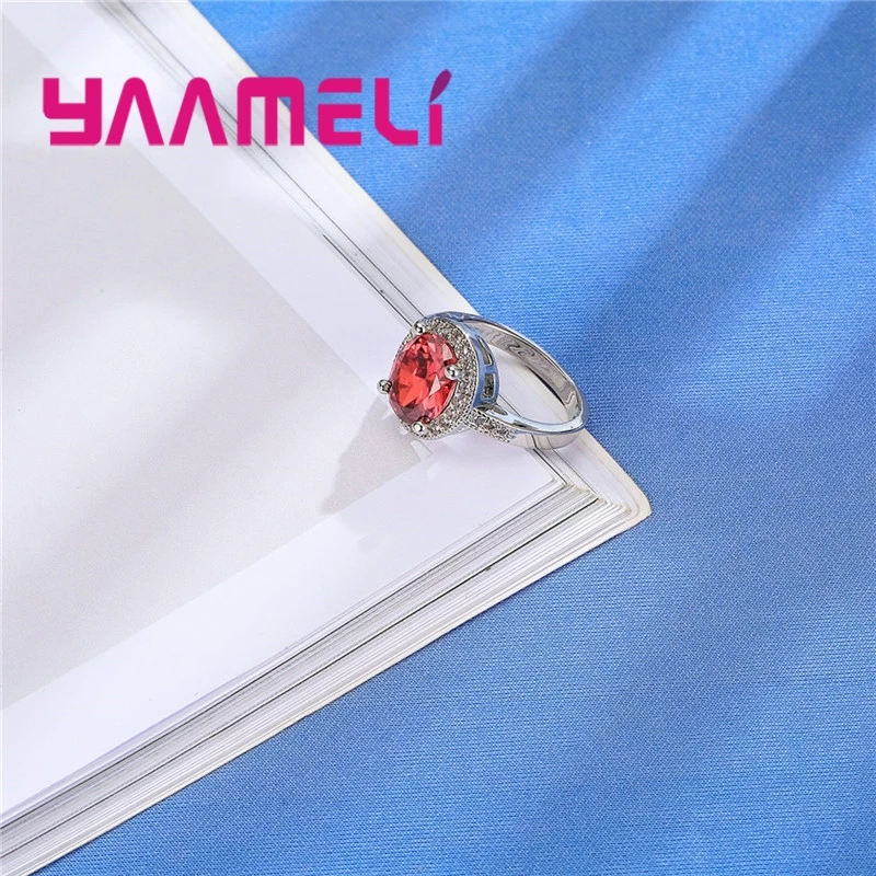 Fire Red Disc 925 Sterling Silver Wide Face Ring Passion Style Wedding For Brid Groom Ceremony Jewelry Best Gift