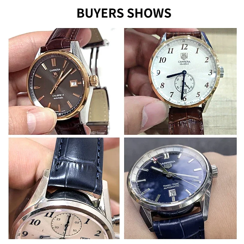 Moda simples pulseiras de couro genuíno para heuer tag série impermeável respirável premium bambu textura cinta 20 22 24mm