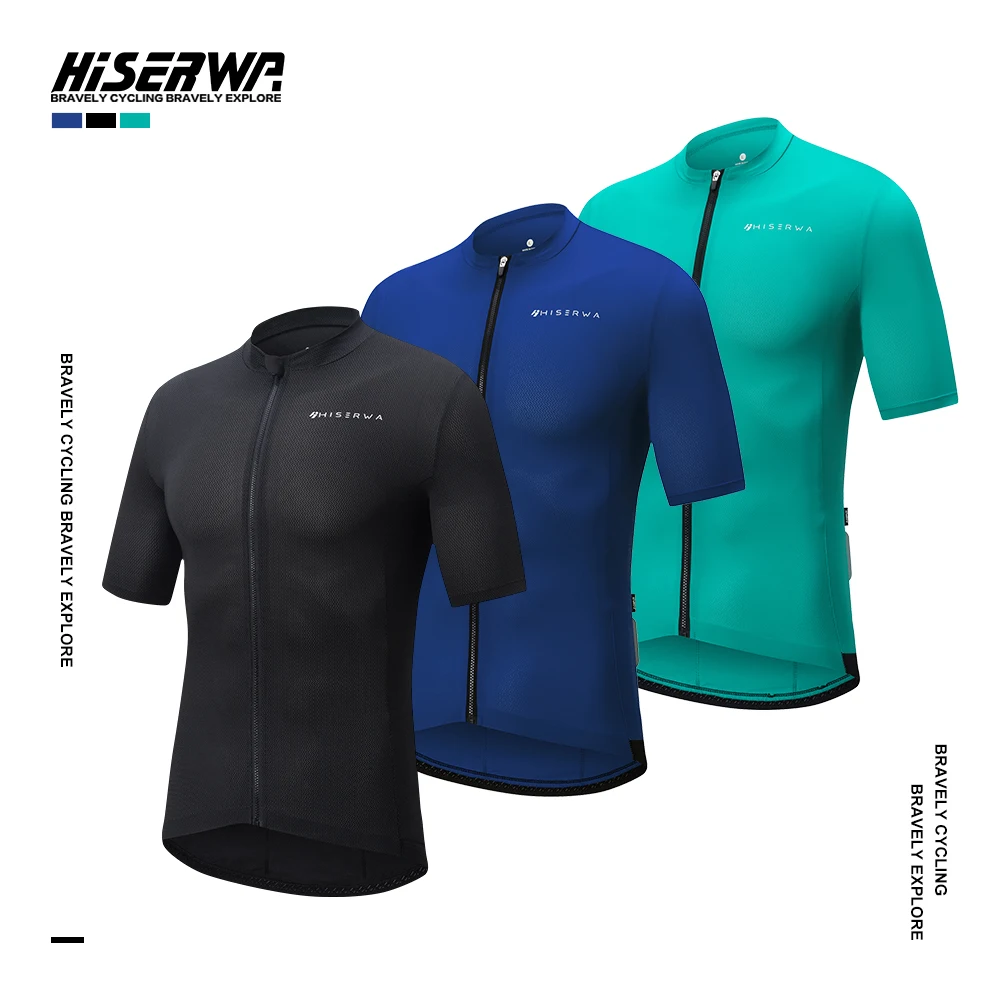 

HISERWA Men Cycling Jersey Short Sleeve Summer MTB Maillot Shirt Bike Jersey Pro Team Mountain Bicycle Clothing Breathable