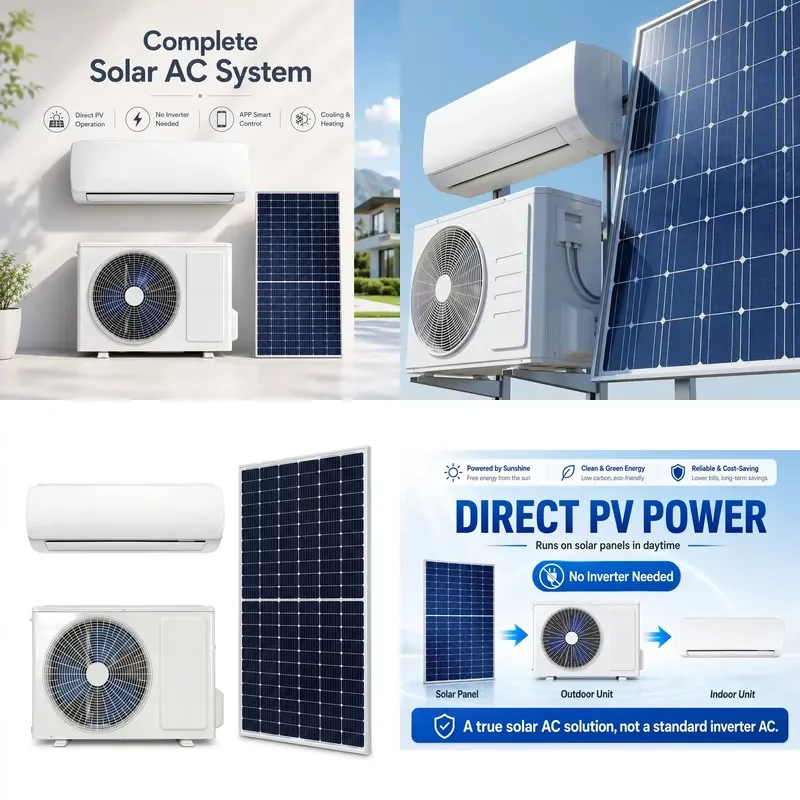 18000BTU 48V DC Solar Air Conditioner Split Type 100 Percent Solar Powered AC Unit with CE Certificate