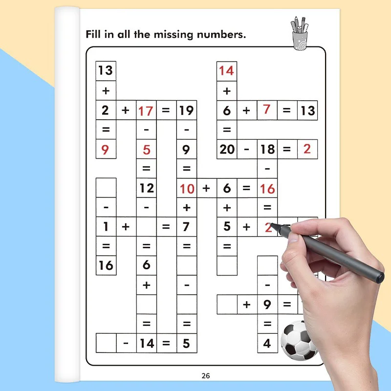 Children's Mental Math Number Fill-in, Fun Addition Subtraction Workbook, Training Mathematical Arithmetic Skills Exercise Book