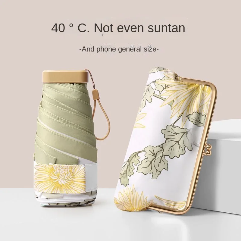 

Ultra Light Women's Sun Umbrella UV Protection Portable Mini Pocket Dual-Use Rain And Sunshade Capsule Design for Protection