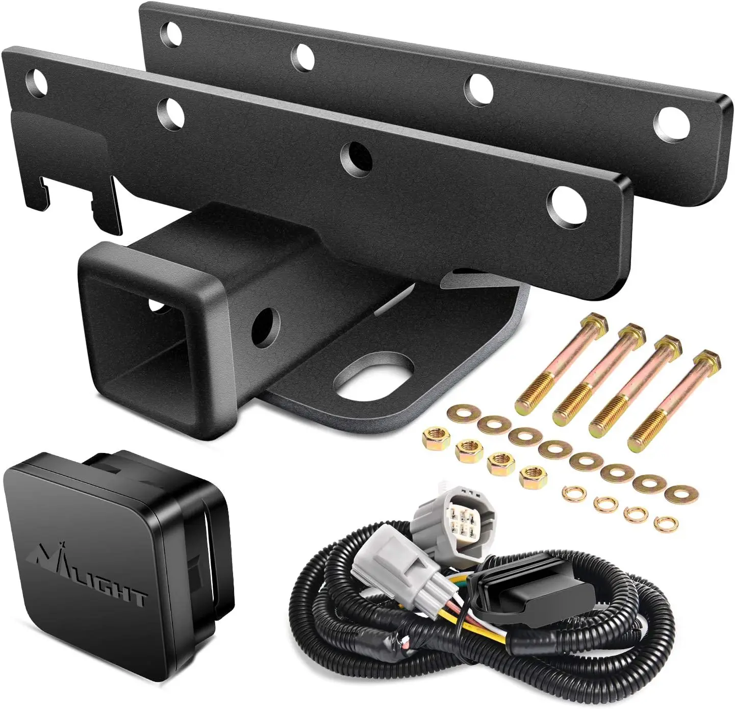 

2" Tow Hitch Kit for 2007-2018 Jeep Wrangler JK, Includes Wiring Harness & Cover