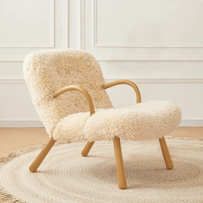 Rocking Chair Sofa Lamb Wool Reclining Chair Internet Celebrity Home Balcony Leisure Rocking