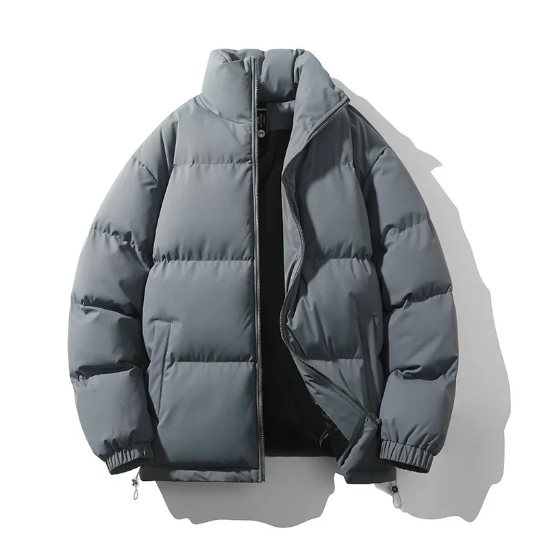 Men Blue Cotton-padded Jacket Mens Winter Thick Stand-up Collar Down Quilted Coat Oversize Couple Puffy Parkas Plus Size S-3XL