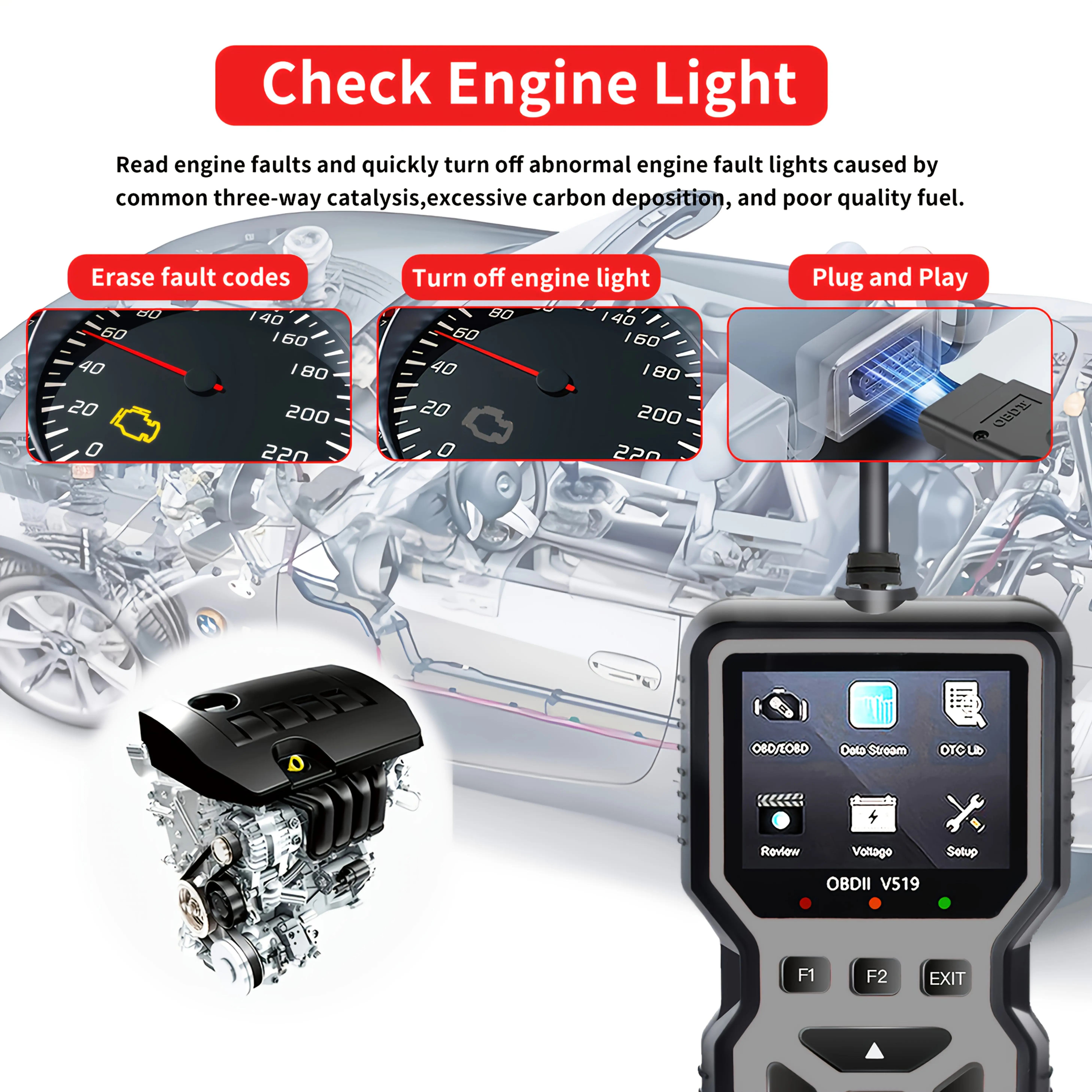 جهاز اختبار تشخيص خطأ السيارة V519 قارئ رمز Obd، الماسح الضوئي Obd2 لتصفية رموز الخطأ، معدات صيانة المركبات، الماسح الضوئي المحمول، مكونات يدوية، أداة تشخيصية متينة ومتينة وعالية الجودة، فنيينيات السيارة #4