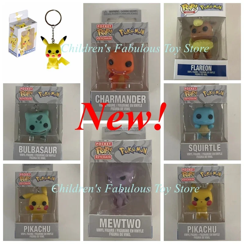 2024 15 Styles funko pop Anime Figure Pocket Keychains Pokemon Anime Figure Toys Pikachu Charizard Mewtwo Pocket Keychain Toys