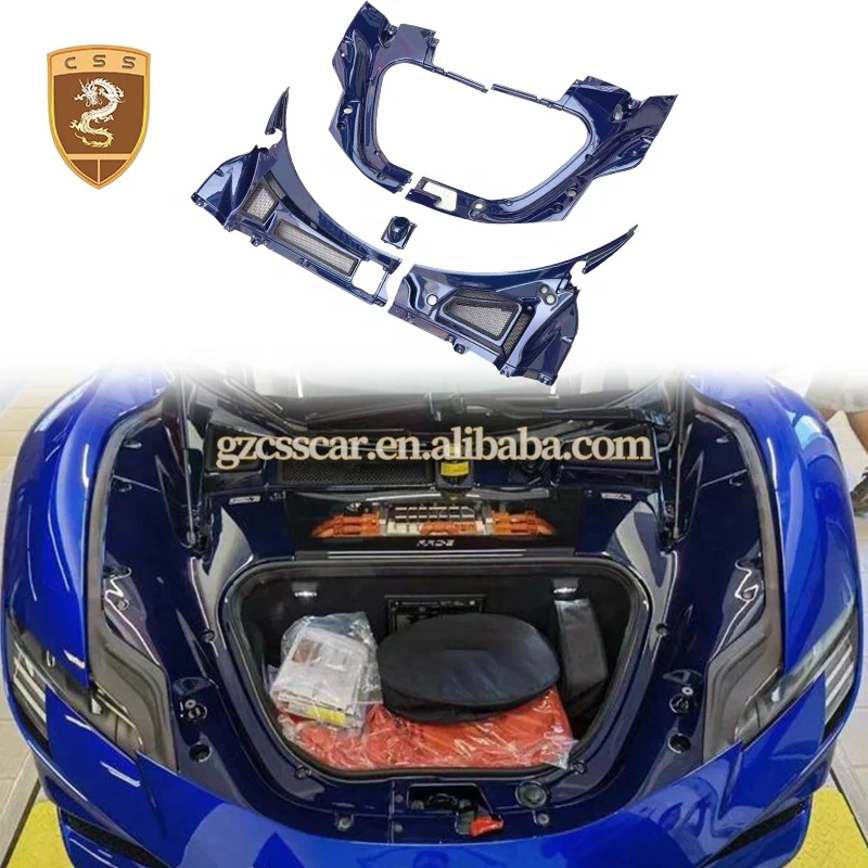 For Ferrari SF90 Car Dry Carbon Fiber Blue Front Luggage Interior Accessories Cover