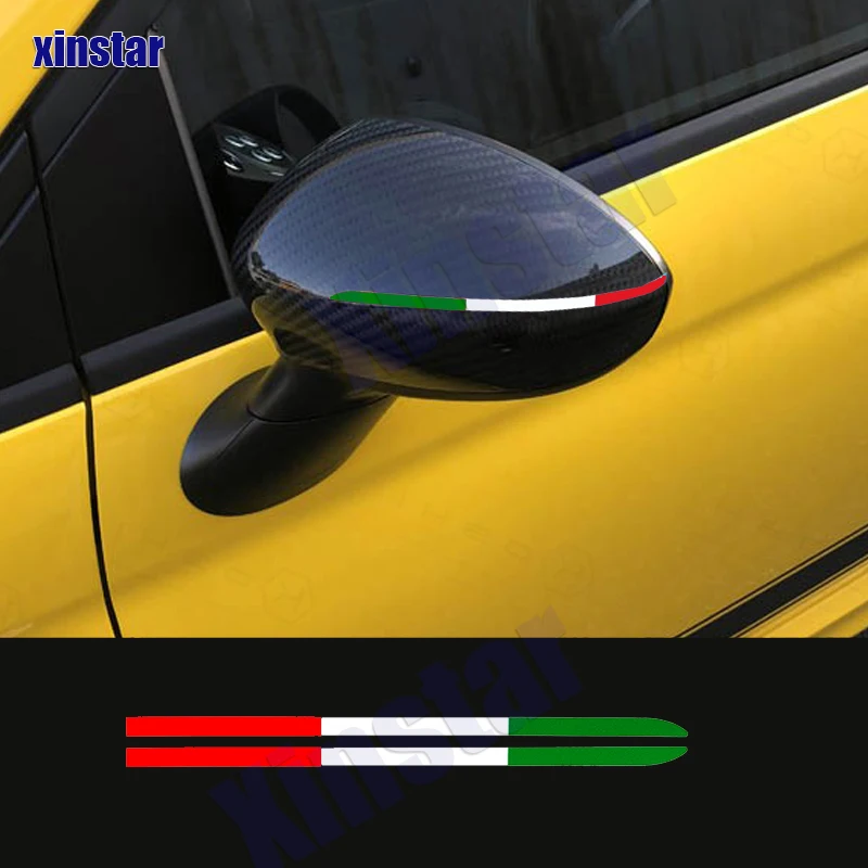 Italy Italian Car Rearveiw Mirror Flag Sticker Decal Stripes For Fiat 595 Abarth 500 Punto Tipo Auto Accessories