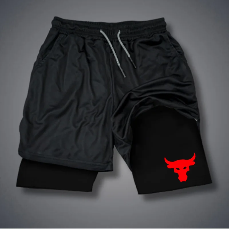 

Running Fitness Pants Summer New Double-layer 2-in-1 Casual Fashion Shorts Breathable Quick-drying Printed Basketball Pants
