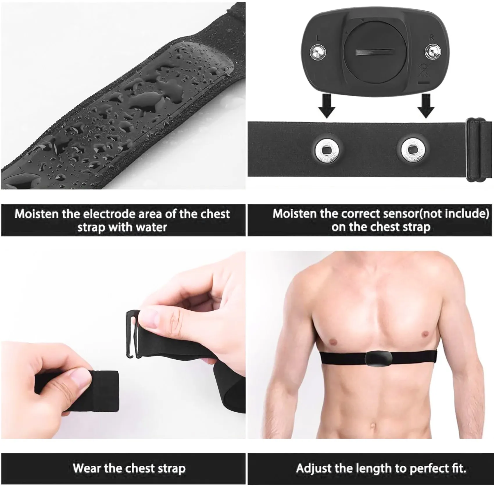 Chest Belt Strap for Polar Wahoo Garmin for Sports Wireless Heart Rate Monitor,Black