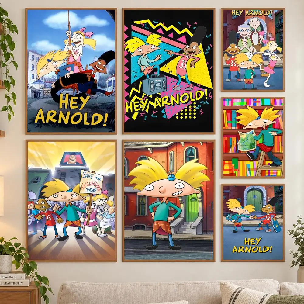 Cartoon Hey A-Arnold Poster HD Art Sticky Wall Waterproof Home Living Room Bedroom Bar Aesthetic Decoration