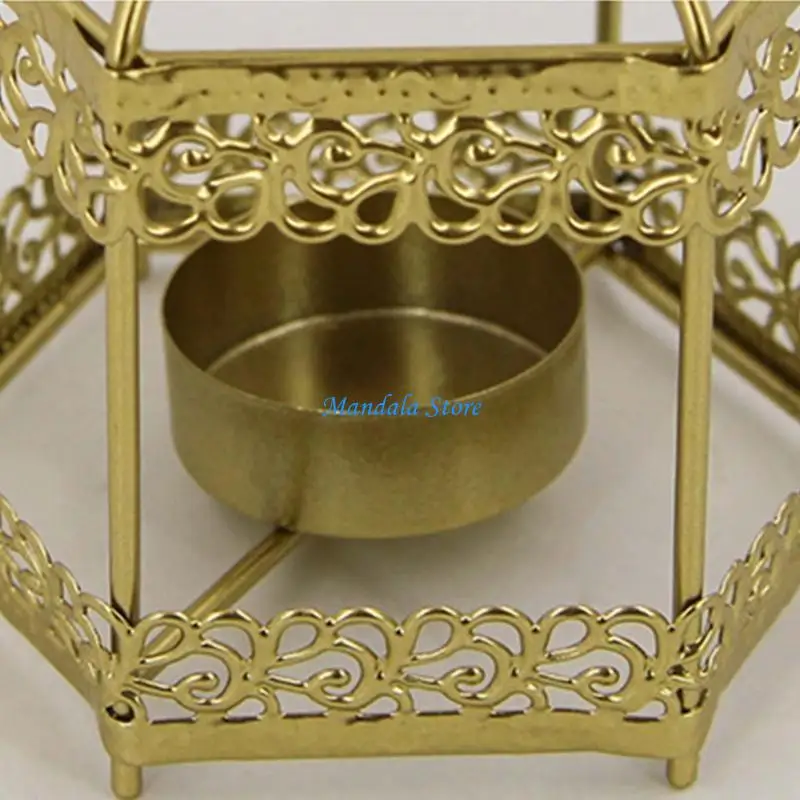 

U2JC Metal Holder Stand for Romantics Metal Frame Candlestick Hanging Lanterns