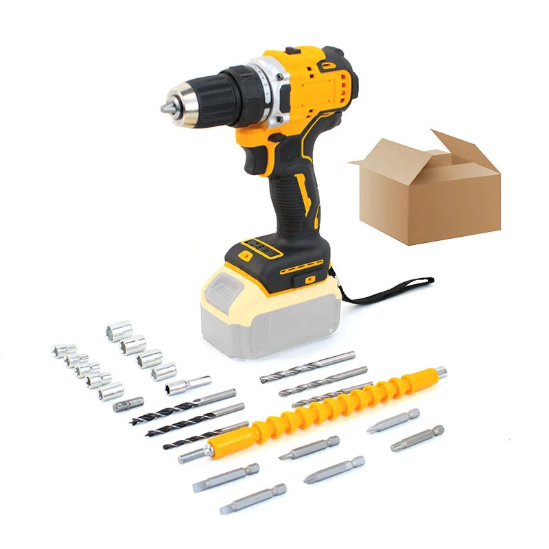 Lithium Battery Charging Drill Impact Drill Dual Speed 10mm Impact Multifunctional Household Electric Screwdriver with Brush