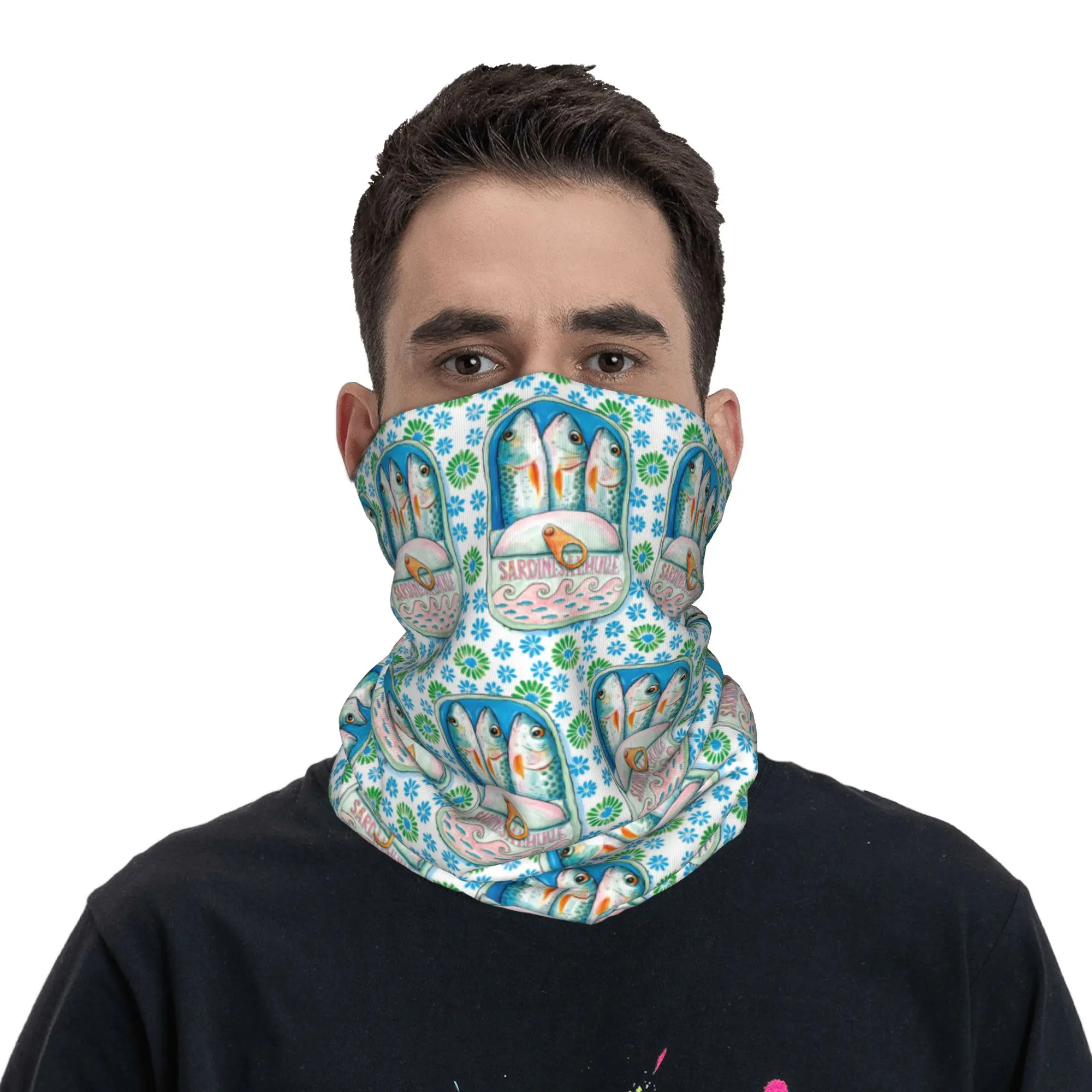 

Retro Canned Sardines Print Bandana Neck Gaiter Printed Mask Scarf Headwear Riding Unisex Adult All Season
