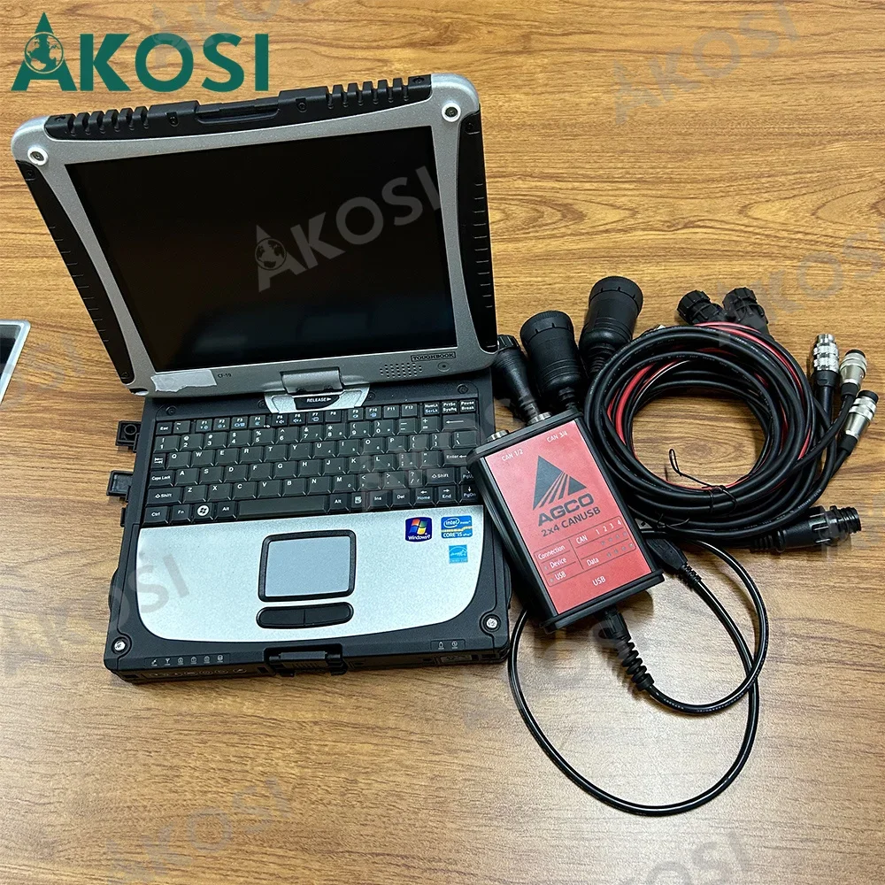 2024 For AGCO CANUSB EDT Interface OEM Electronic Diagnostic Tool use for Heavy Duty Agricultural Diagnosis Scanner+CF19 laptop