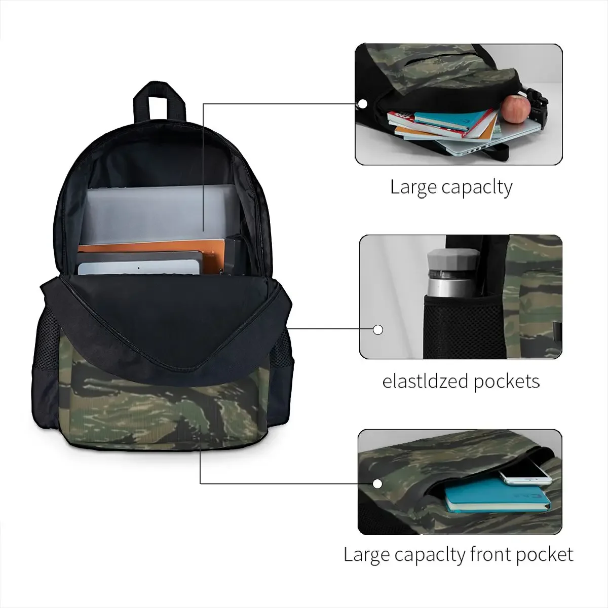 Tiger Stripe Camouflage Military Camo Backpacks Boys Girls Bookbag Children School Bags Cartoon Travel Rucksack Shoulder Bag