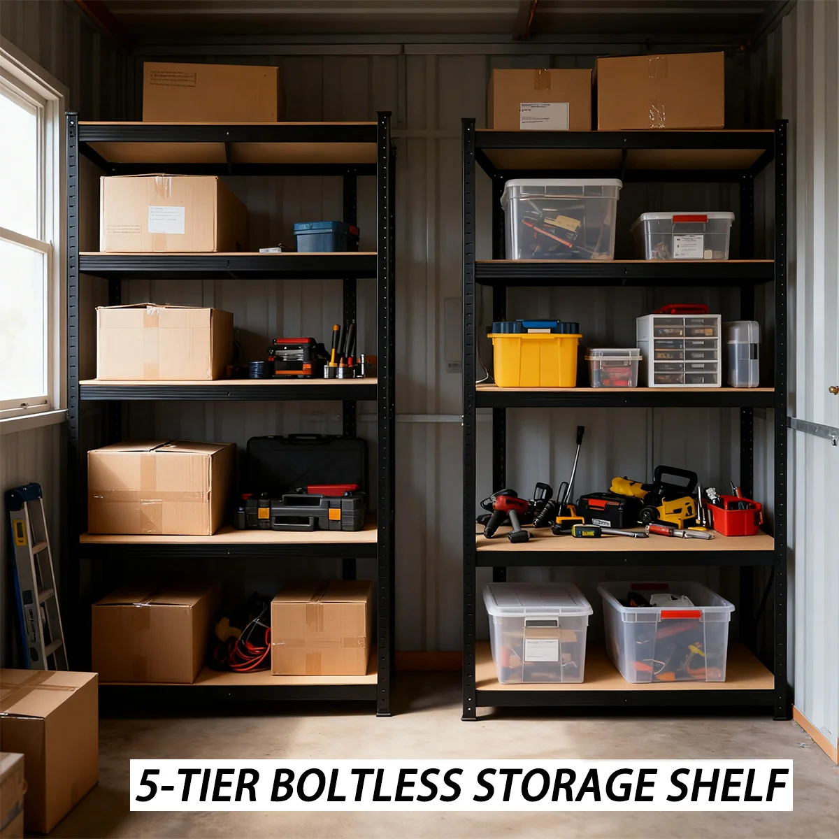 Verstellbares, Regal mit 2–5 Ebenen, 150 × 70 × 30 cm, für die Garage; Robustes und Aufbewahrungsregal, für Keller, Küchen und Vorratskammern, Vitrinen im Wohnzimmer, Bücherregale in Arbeitszimmern