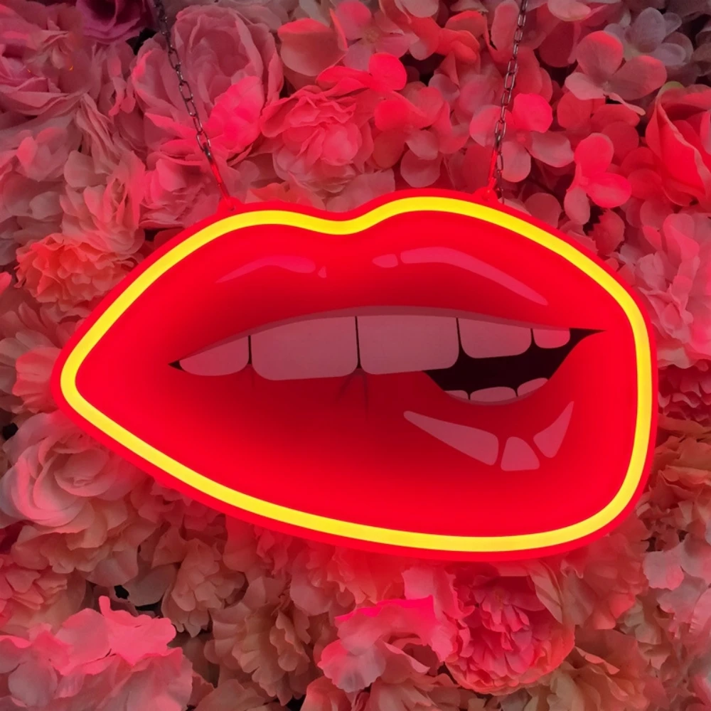 Super Sexy Lady Mouth Perfect Design Handmade Neon Led Luminous Atmosphere Lights Bedroom Living Room Bar Club Party Decoration